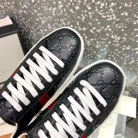 replica ace gucci signature sneaker black gucci signature